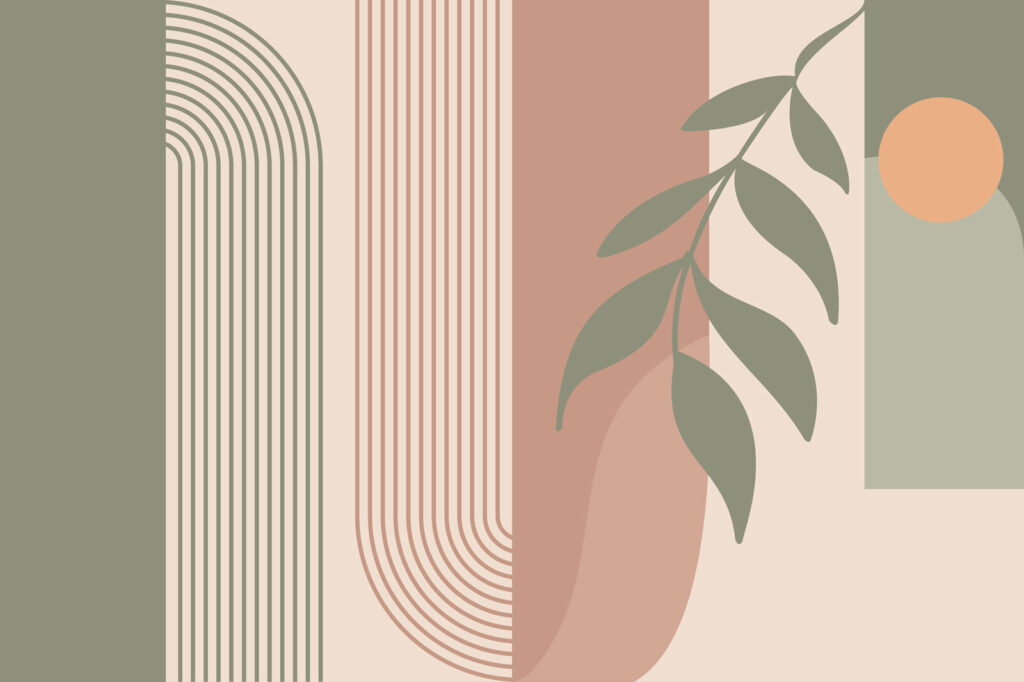 Větvička mezi kulatými pásy — celý design
