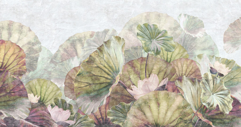 Lotosové listy v pastelu — celý design