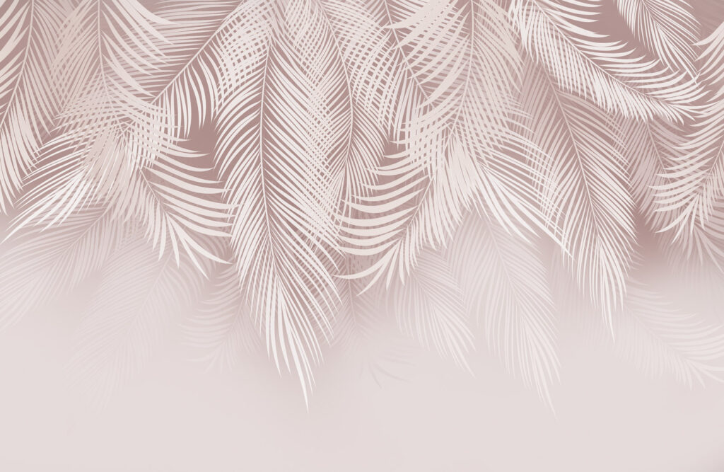 Růžové palmové listy — celý design