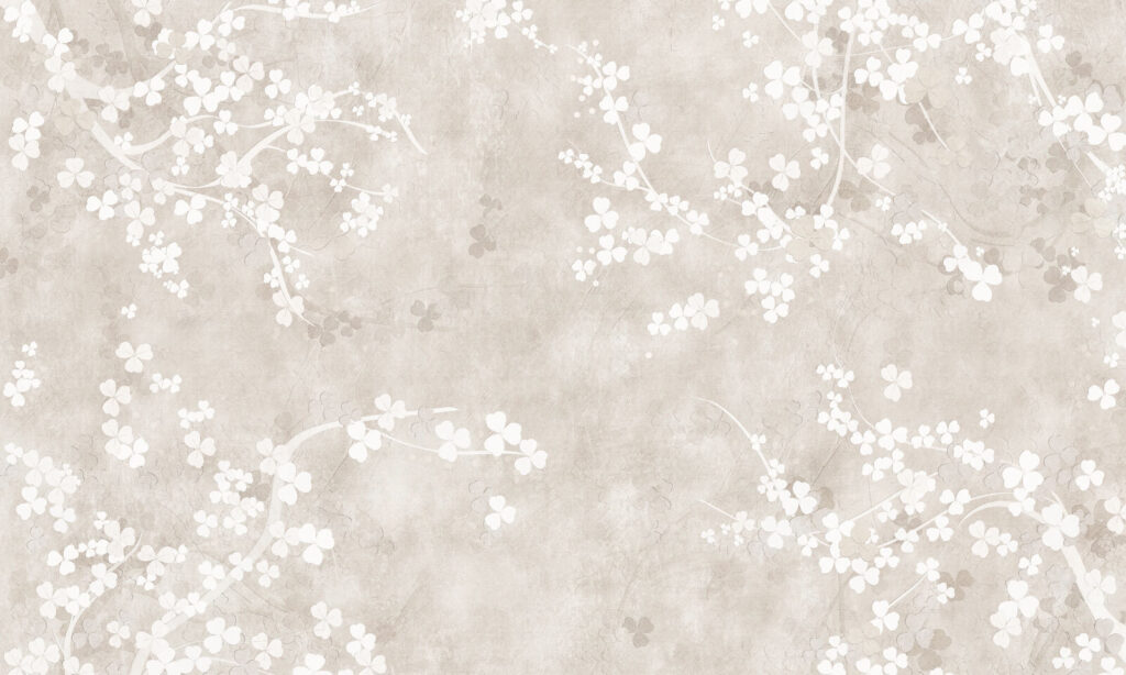 Bílé květy v patině — celý design
