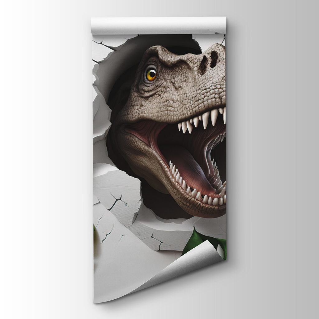Hlava dinosaura mezi listy — zobrazení produktu