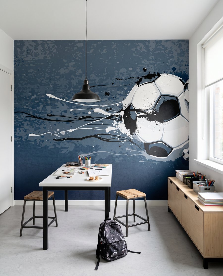 Fotbal skrz modrou barvu — interiér 2