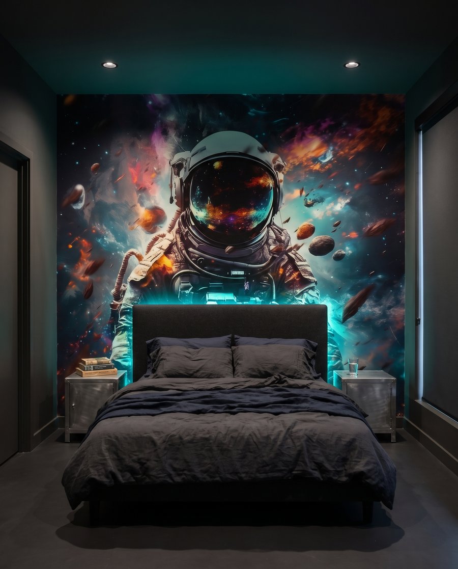 Astronaut s lesklým vizorem — interiér 2