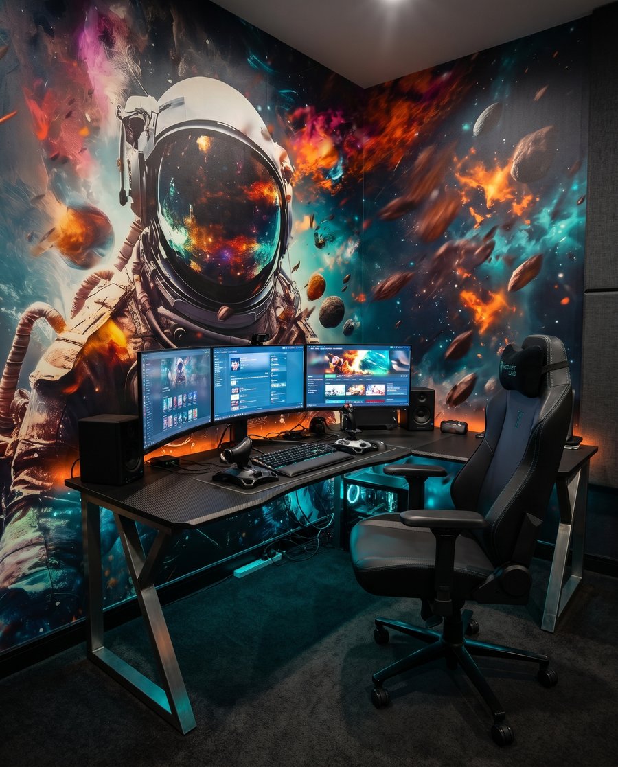 Astronaut s lesklým vizorem — interiér 4
