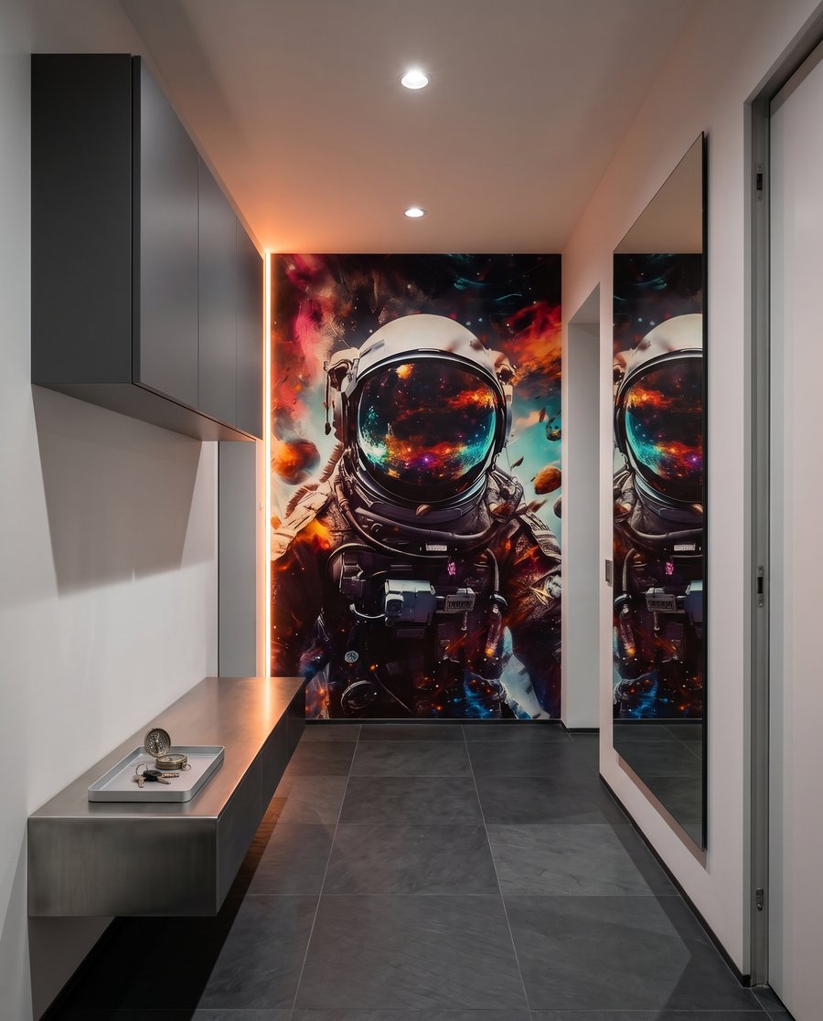 Astronaut s lesklým vizorem — interiér 5