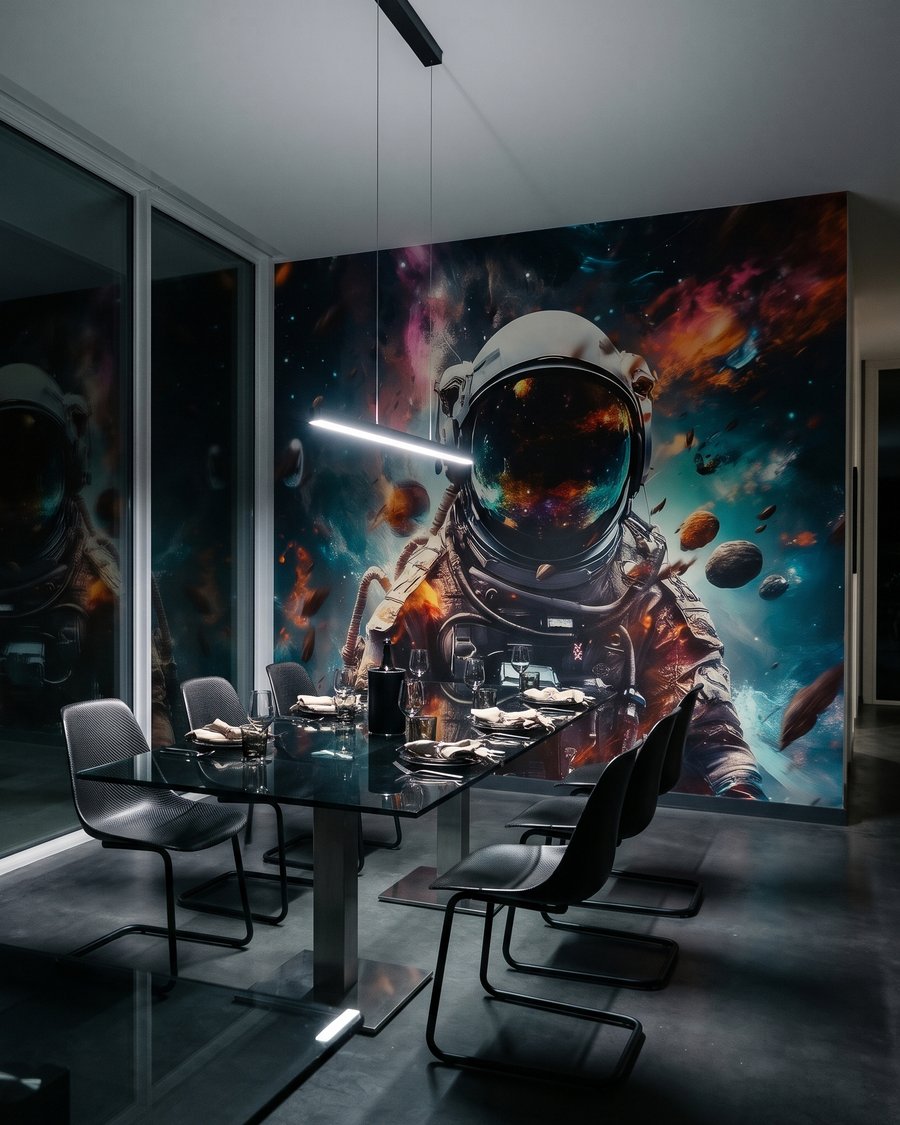 Astronaut s lesklým vizorem — interiér 7