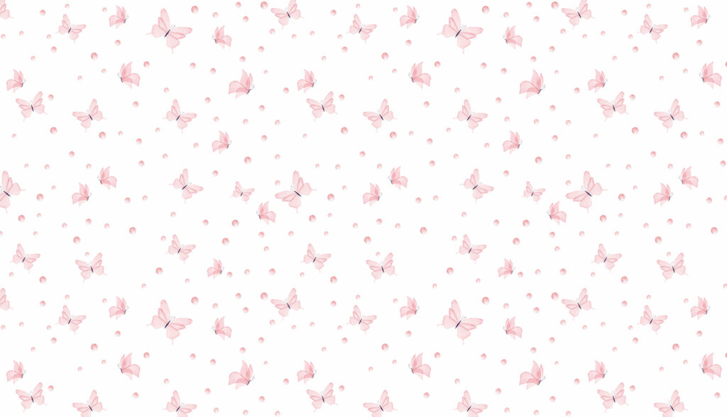 Růžoví motýli jako konfety — celý design