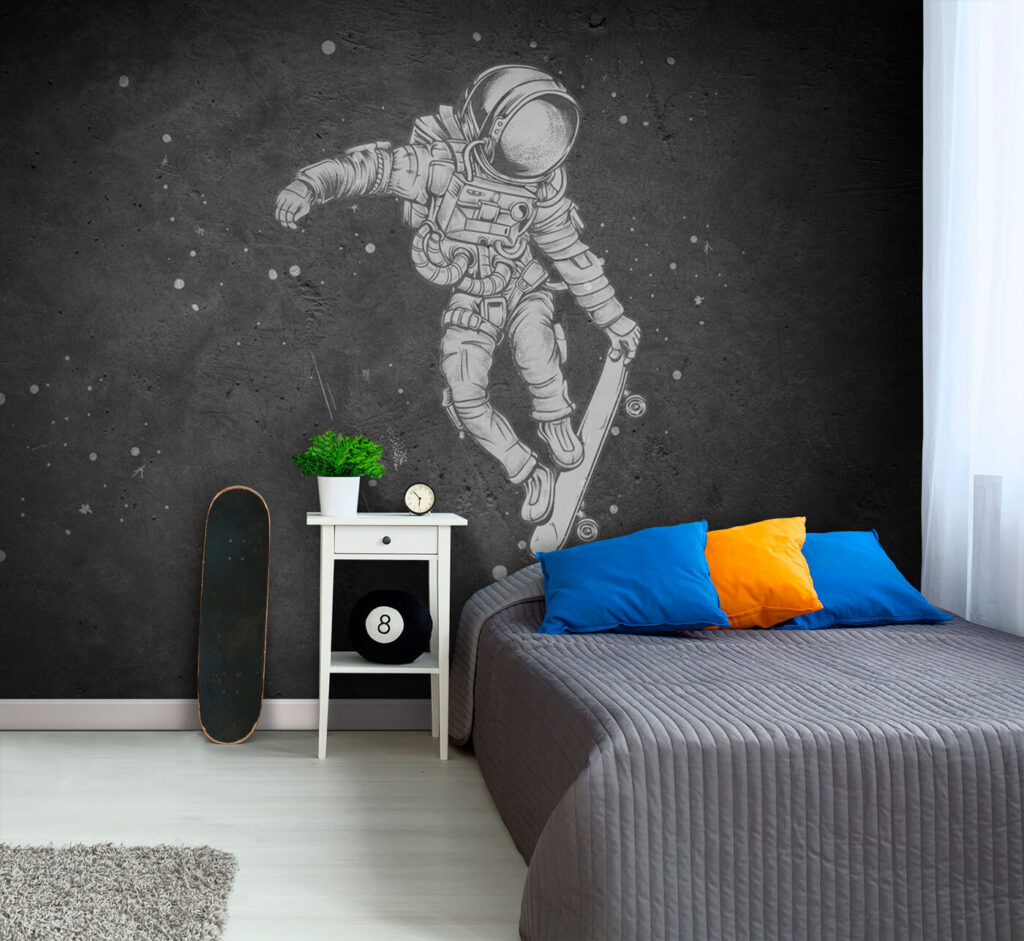 Astronaut na skateboardu — interiér 1