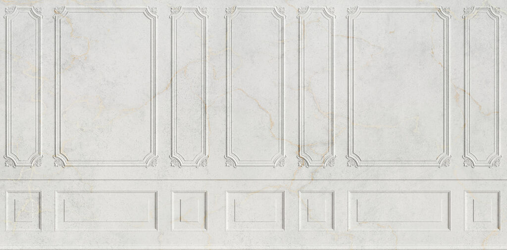 Zvětralé bílé ozdobné panely — celý design