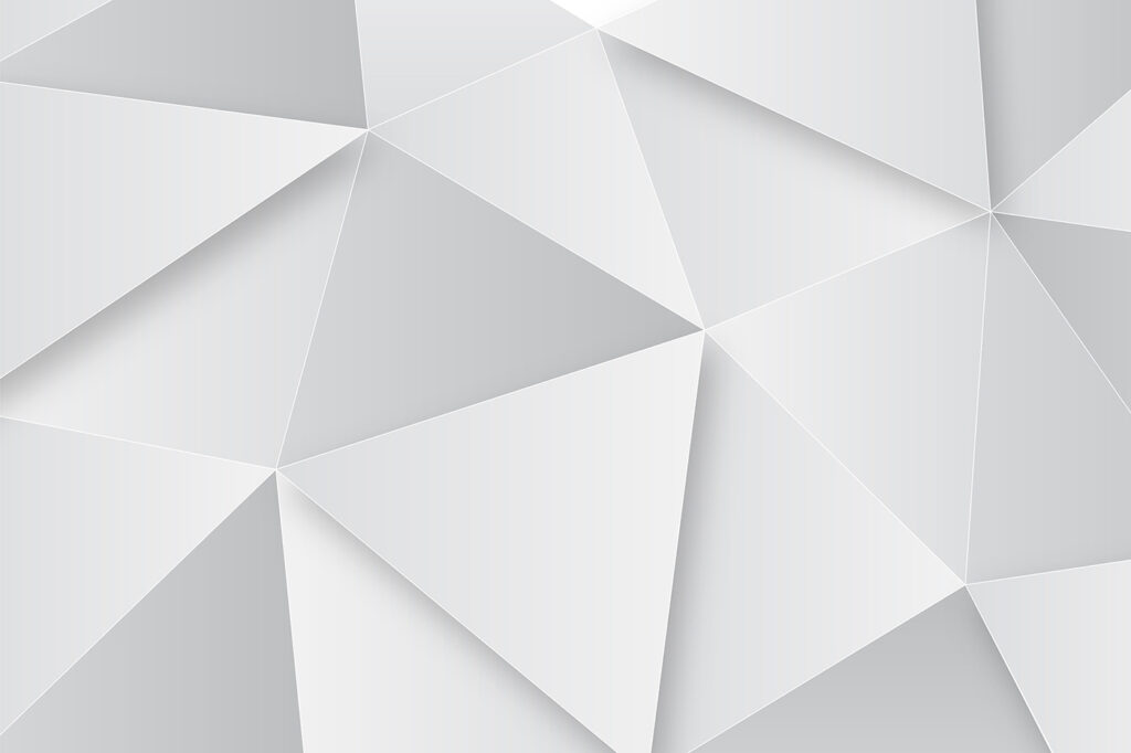 Bílé trojúhelníky s hloubkou — celý design