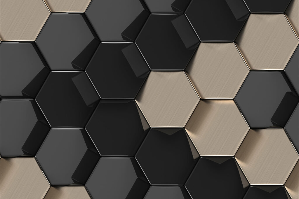 Černé a béžové šestiúhelníky — celý design
