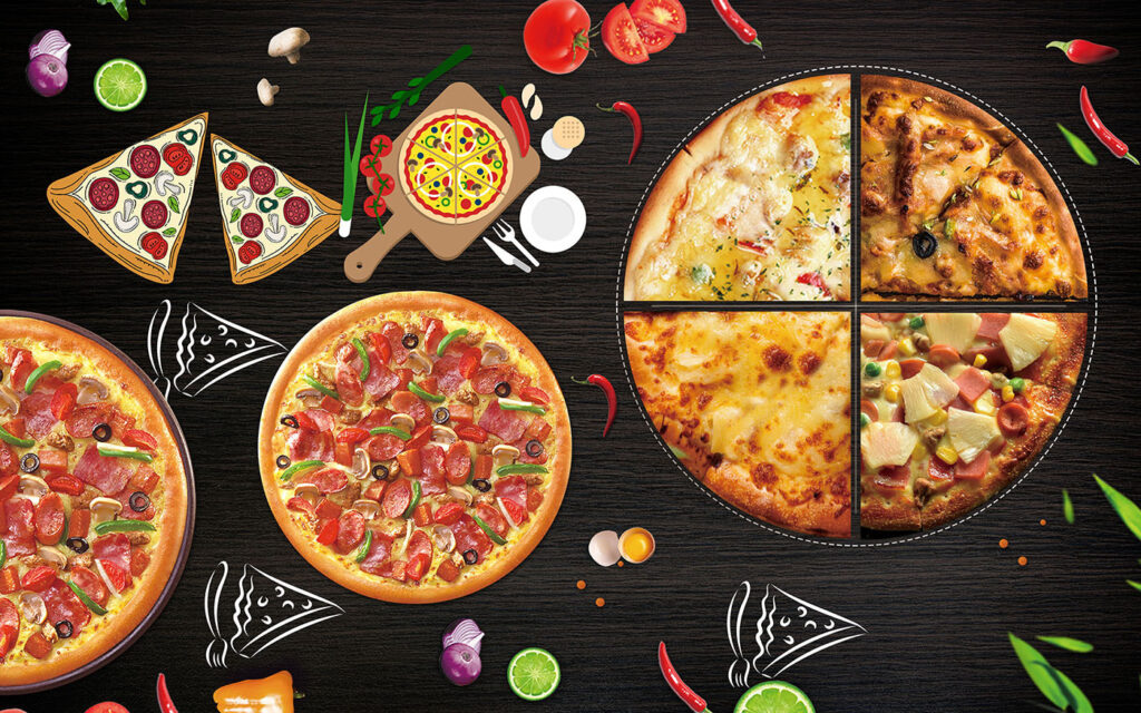 Pizzy mezi bylinkami — celý design