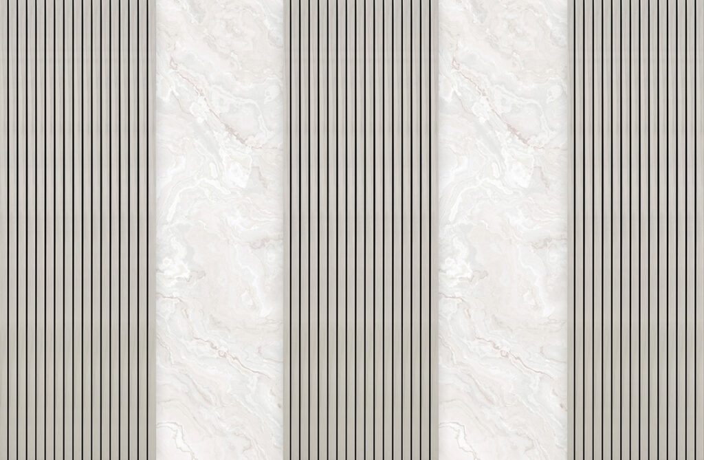 Světlé panely s pruhy — celý design