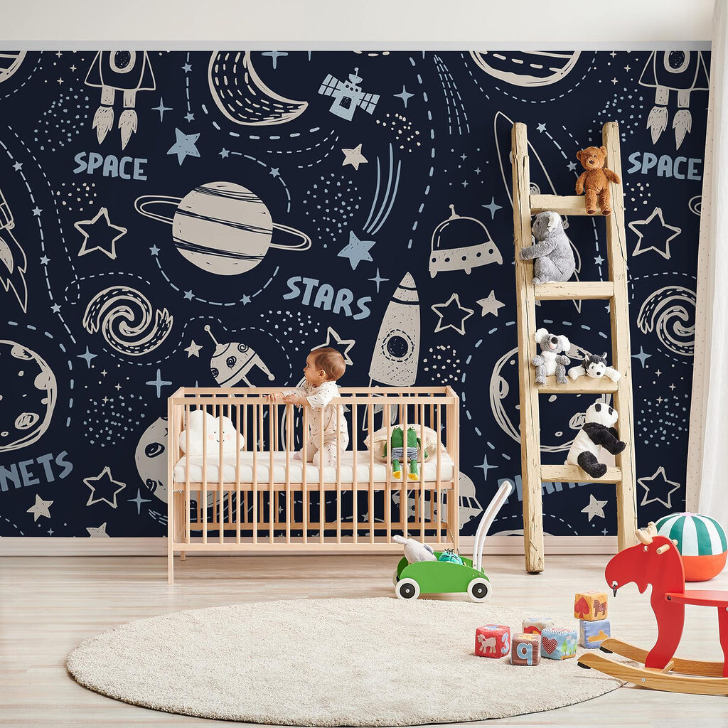 Raketky mezi kresbami planet — interiér 3