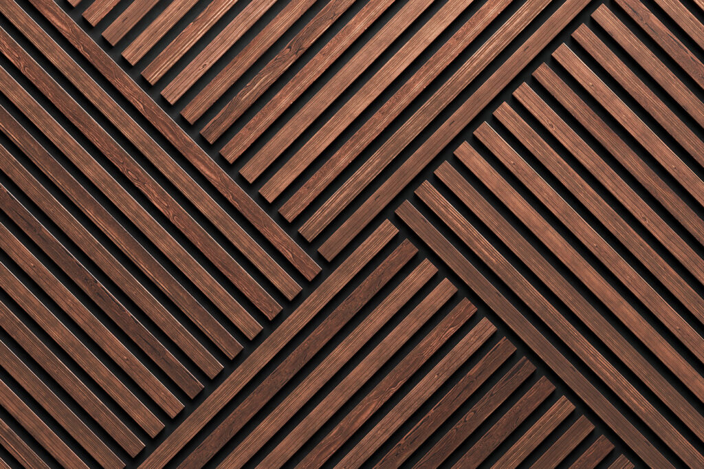 Latě v úhlovém vzoru — celý design