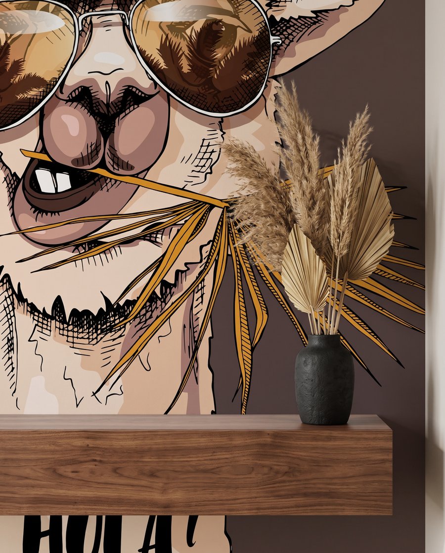 Lama se slunečními brýlemi — detail