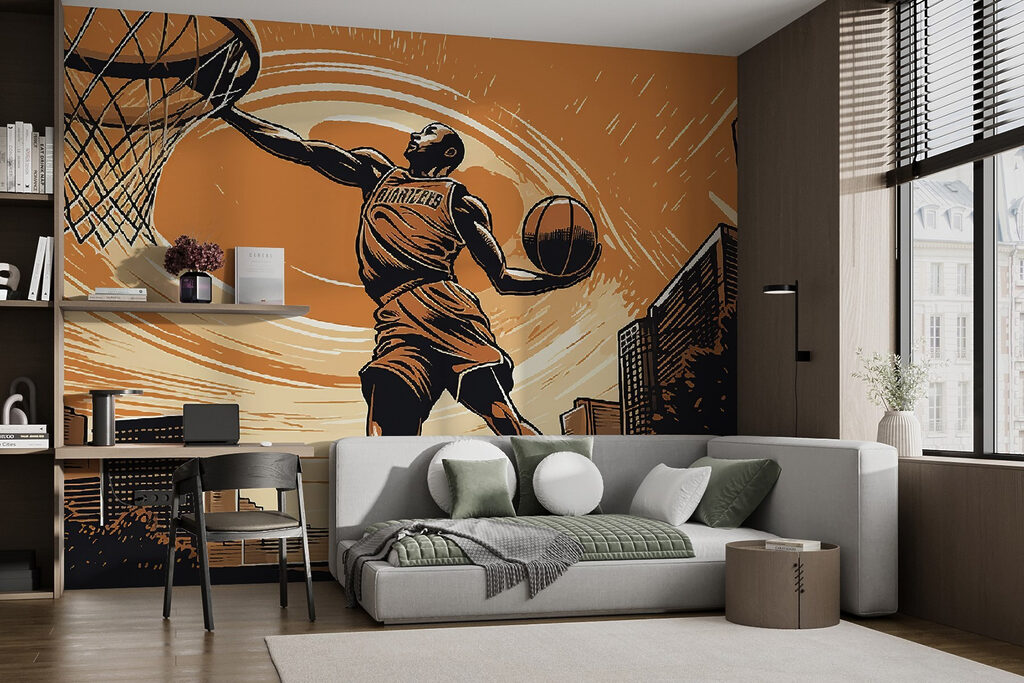 Skok k basketbalovému koši — interiér 1