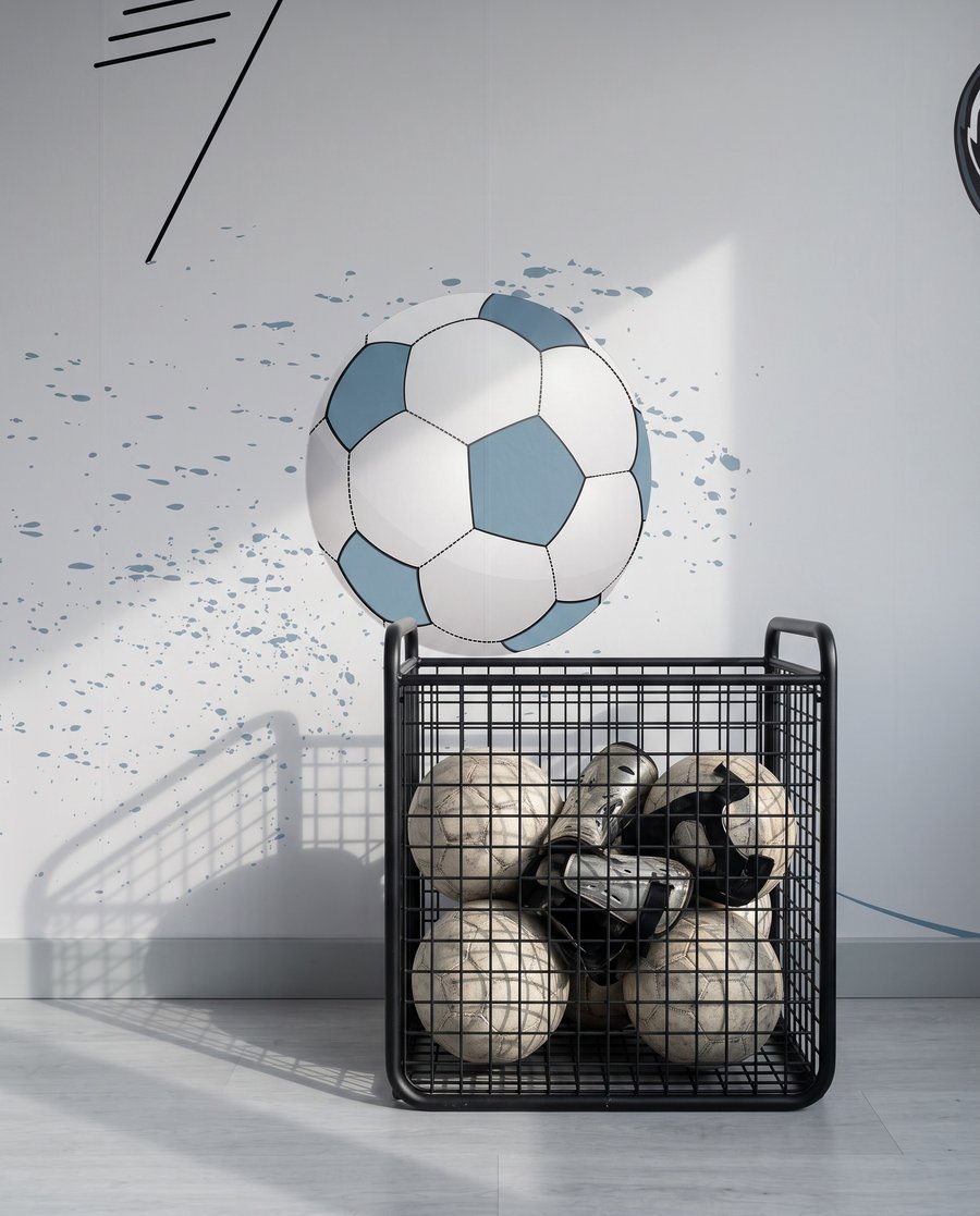 Fotbalista v modrém skoku — detail
