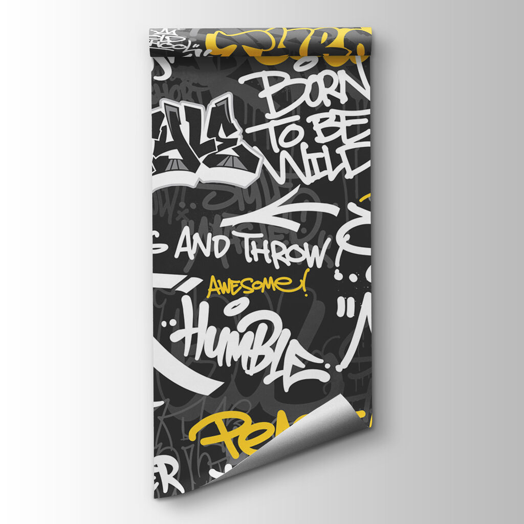 Žluté graffiti na černém — zobrazení produktu