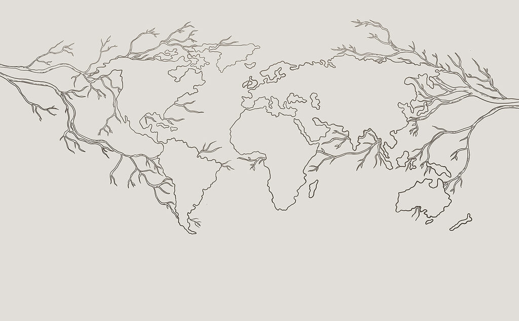 Mapa světa z větví — celý design