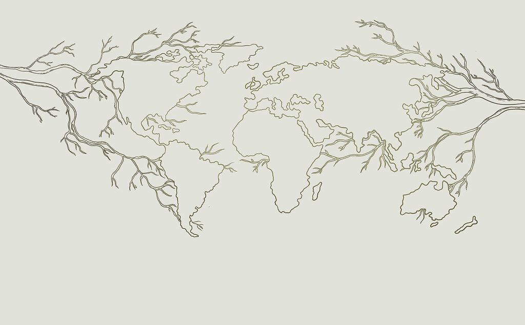 Mapa světa z větví — celý design