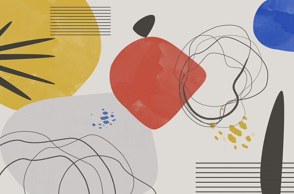 Barevné plochy a čmáranice — celý design