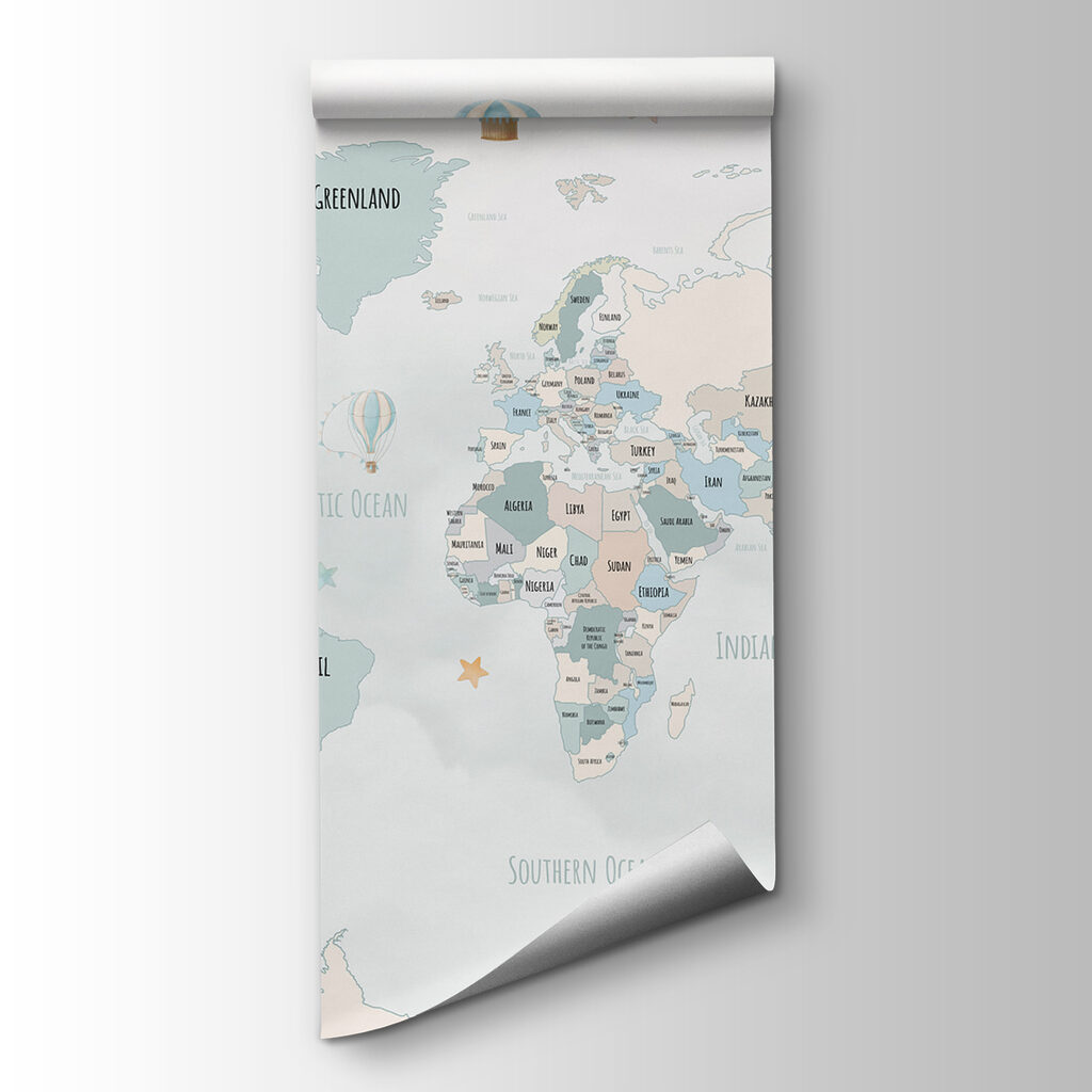 Mapa světa s velrybami — zobrazení produktu
