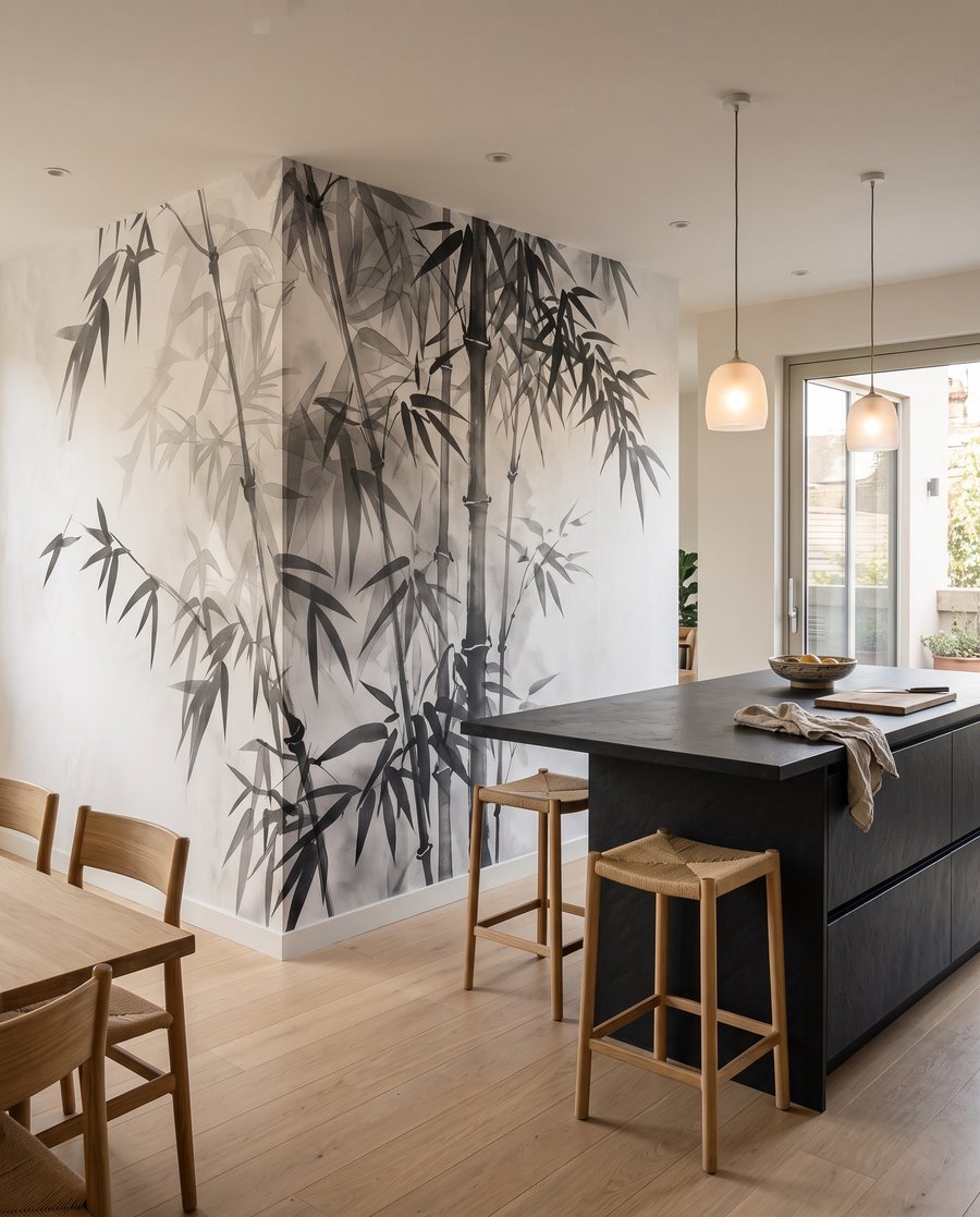 Bambusové větve na světle — interiér 4