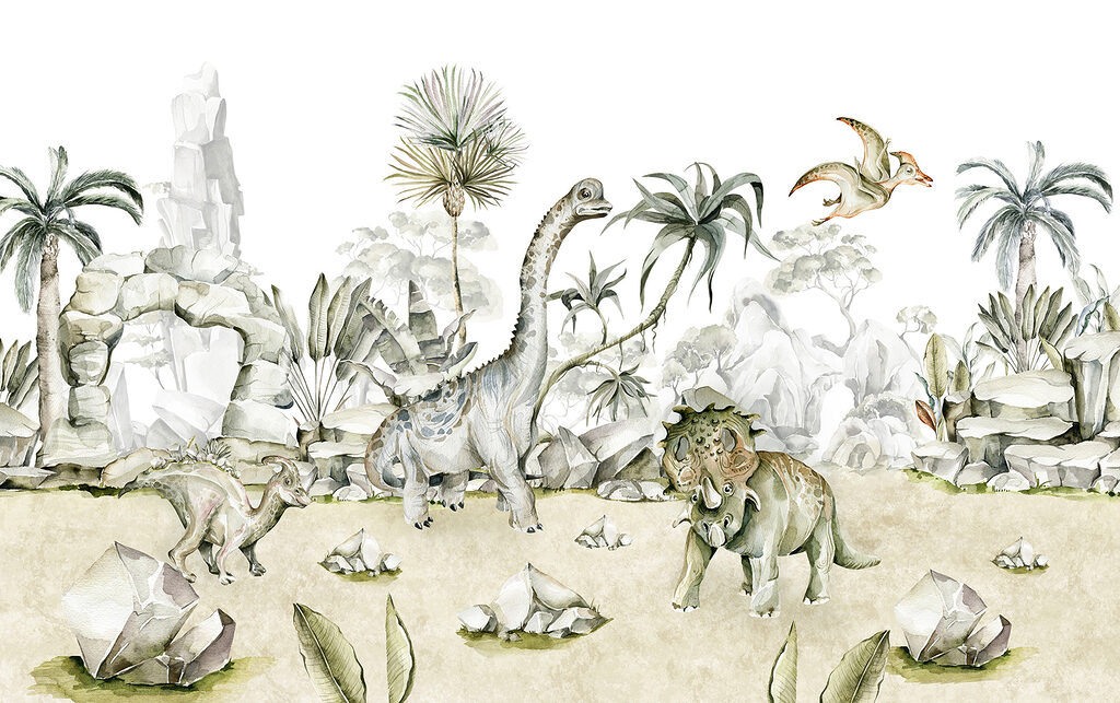 Dinosauři mezi skalami — celý design