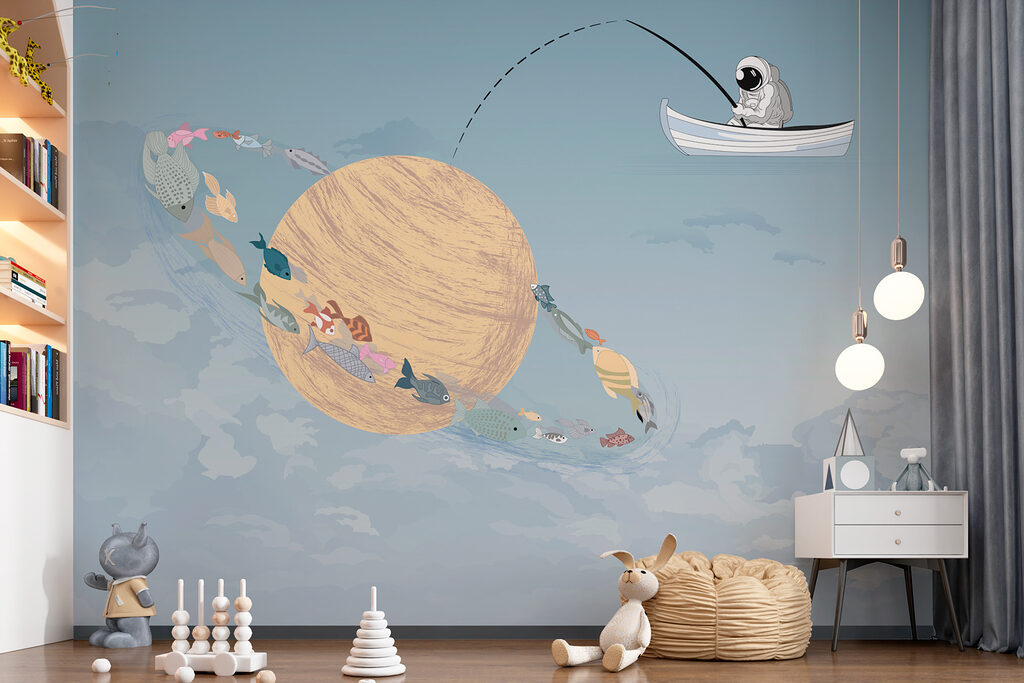 Astronaut rybaří u planet — interiér 3