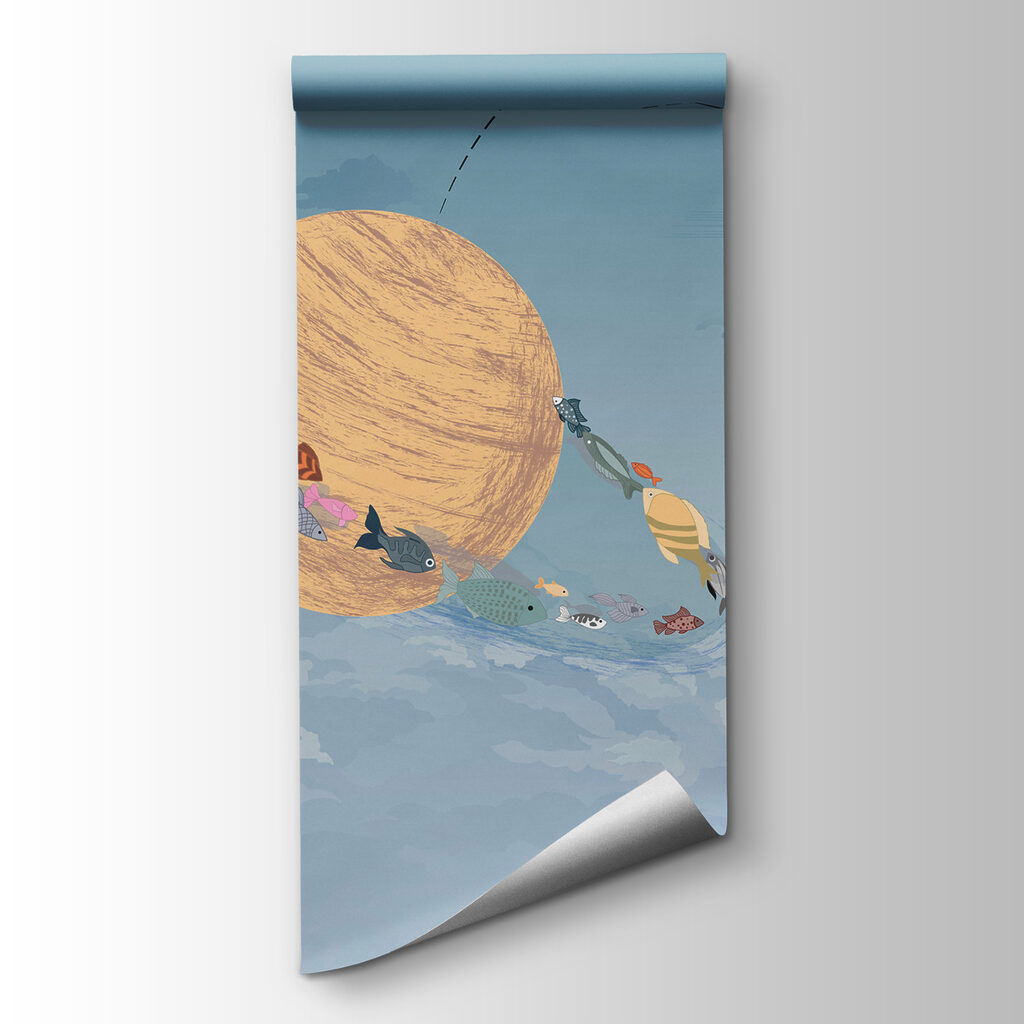 Astronaut rybaří u planet — zobrazení produktu