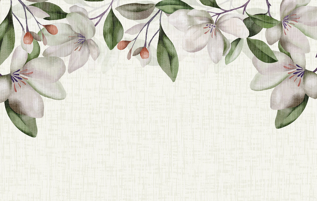Magnolie podél horního okraje — celý design