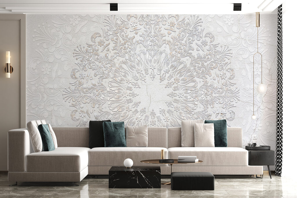 Bílý reliéfní ornament — interiér 4