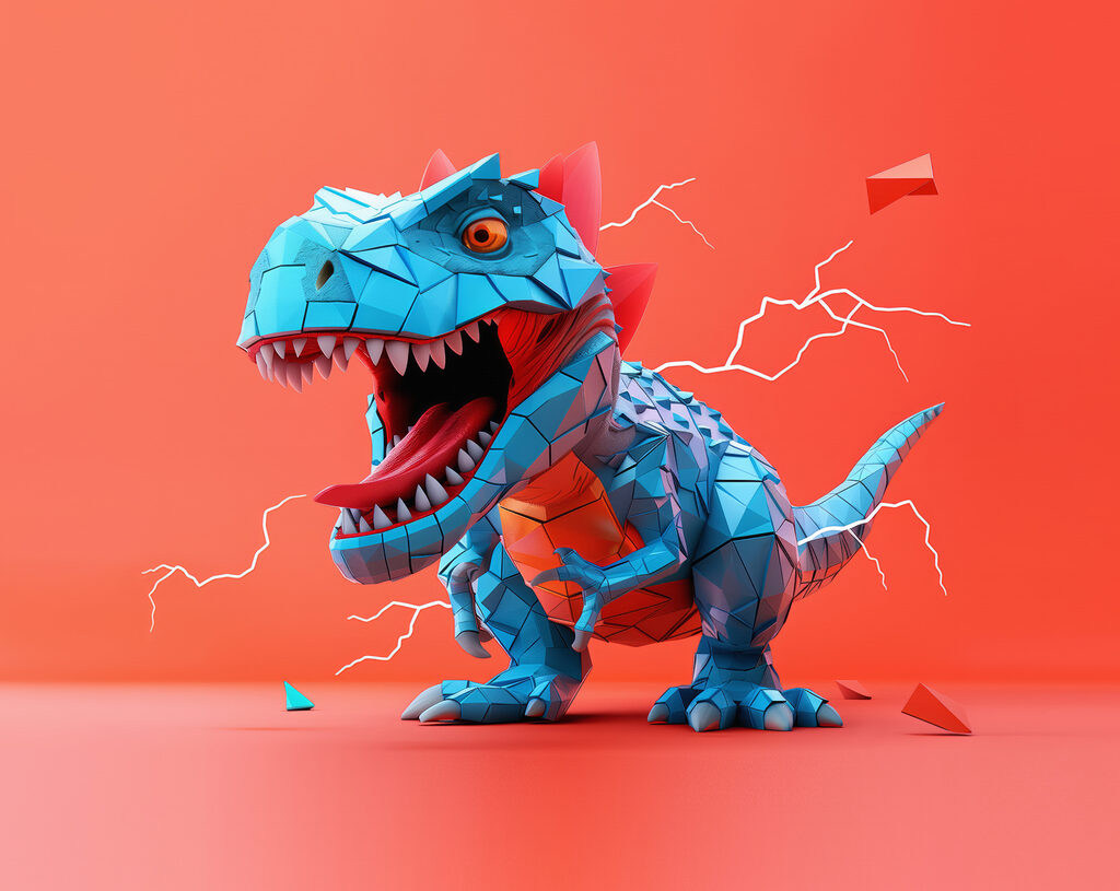 Modrý dinosaurus — celý design