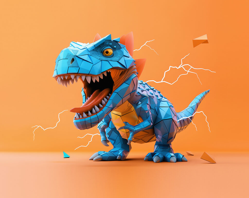 Modrý dinosaurus — celý design