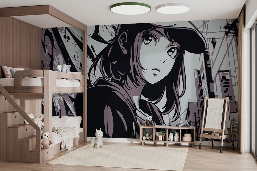 Manga dívka v ulici — interiér 1