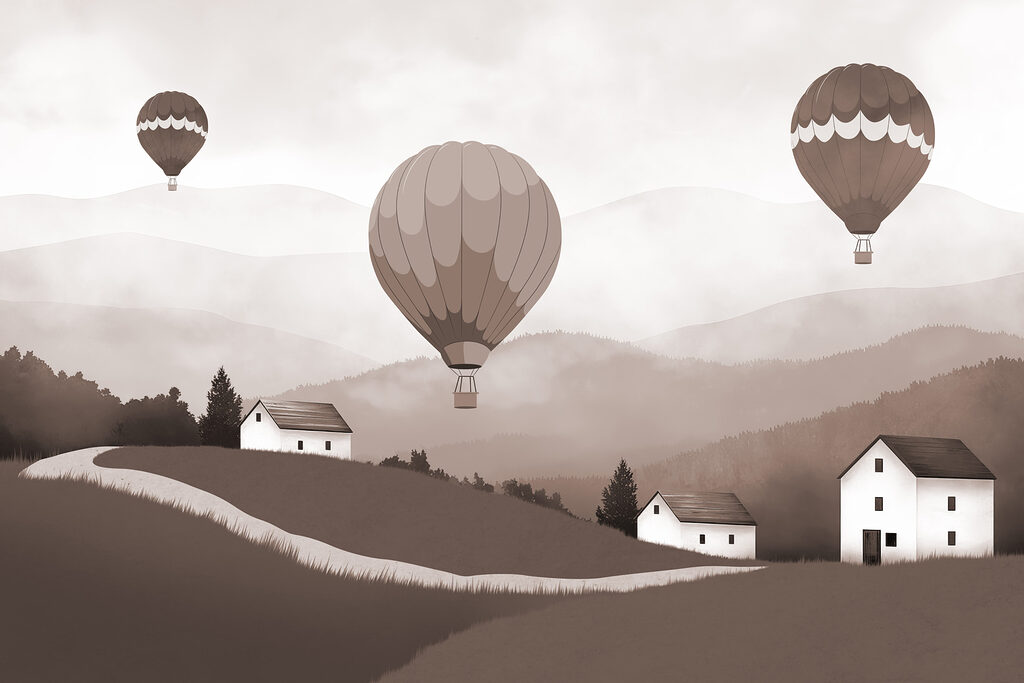 Balóny nad kopci — celý design