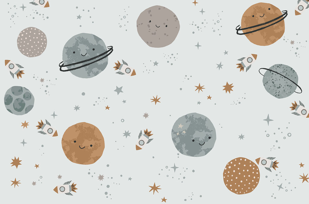 Planety na světle modré — celý design