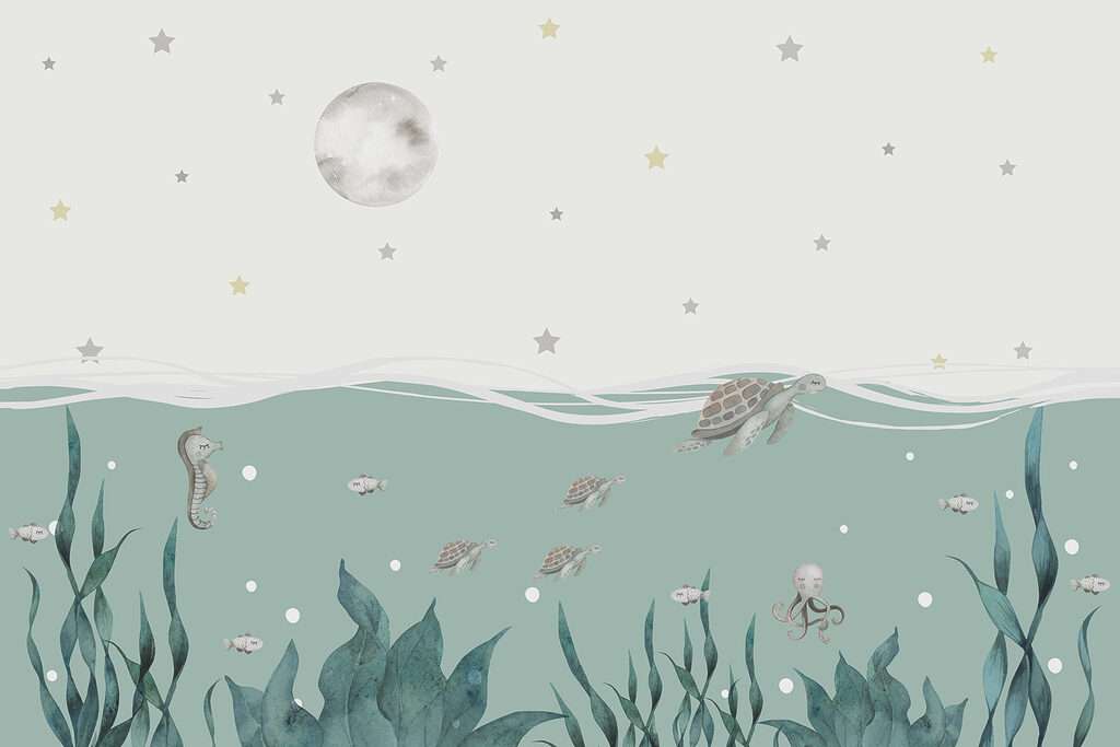 Mořská zvířátka pod měsícem — celý design