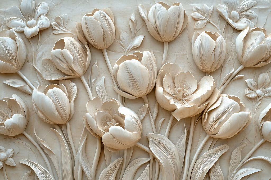 Tulipány s efektem reliéfu — celý design