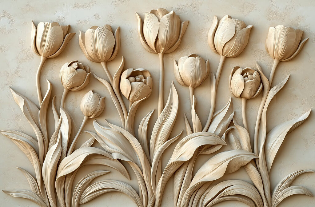 Tulipány na dlouhých stoncích — celý design