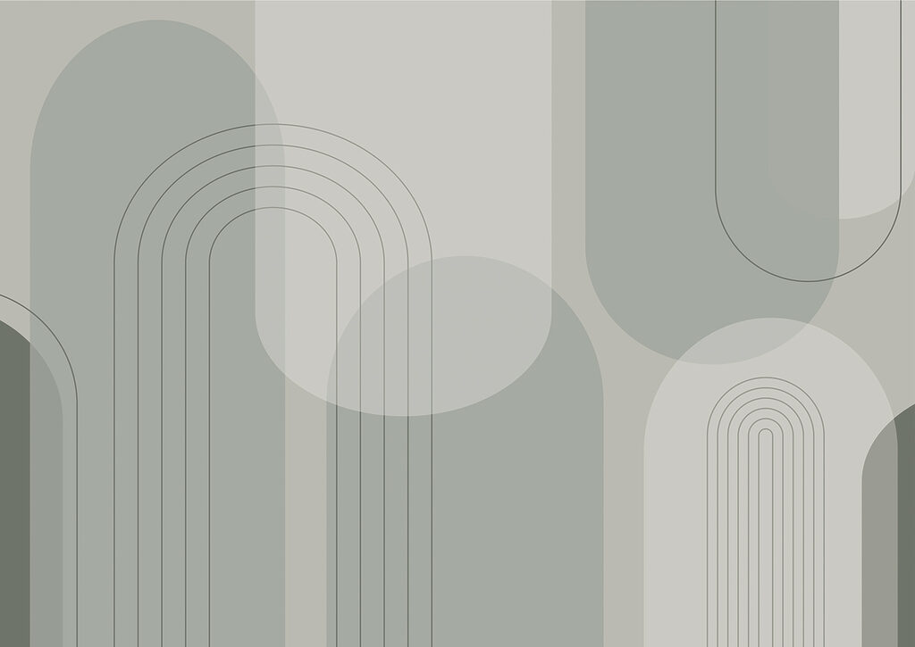 Šedozelené oblouky s linkami — celý design
