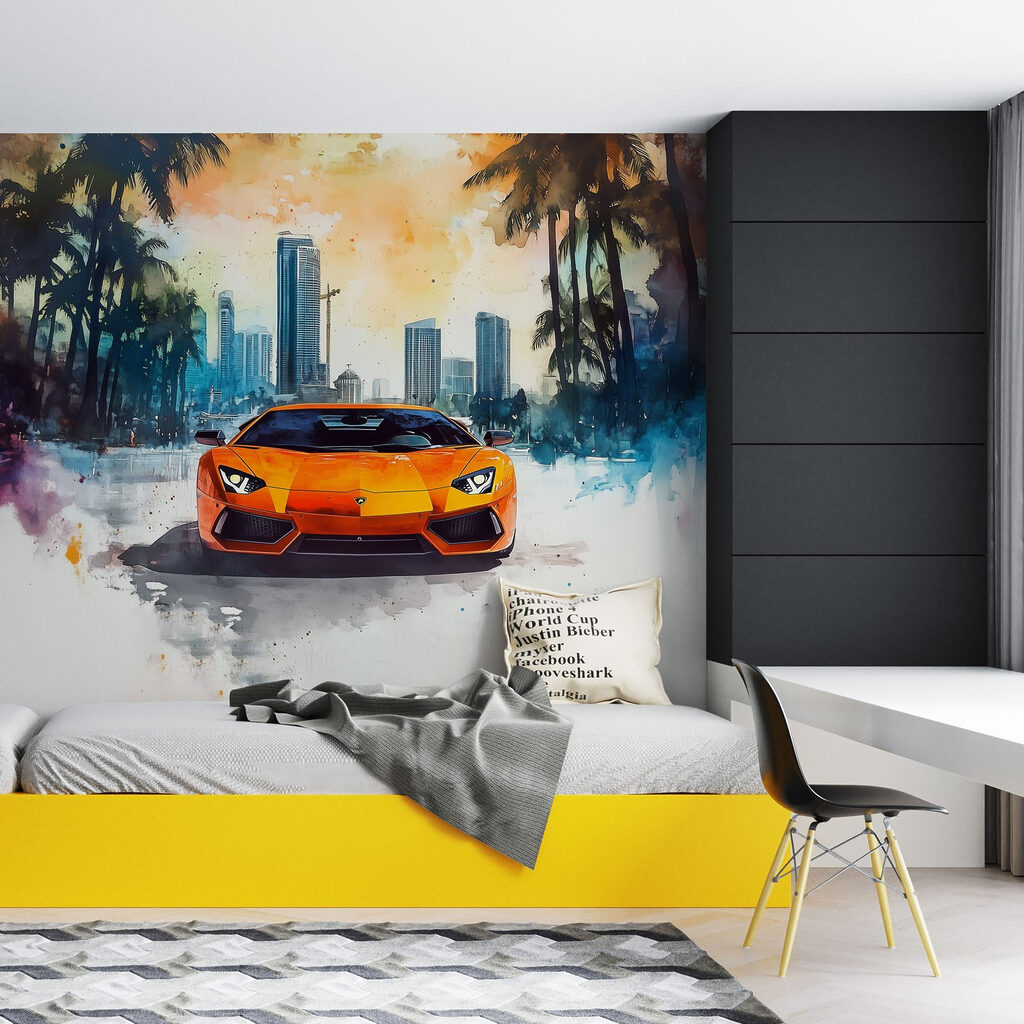 Oranžové sportovní auto — interiér 4