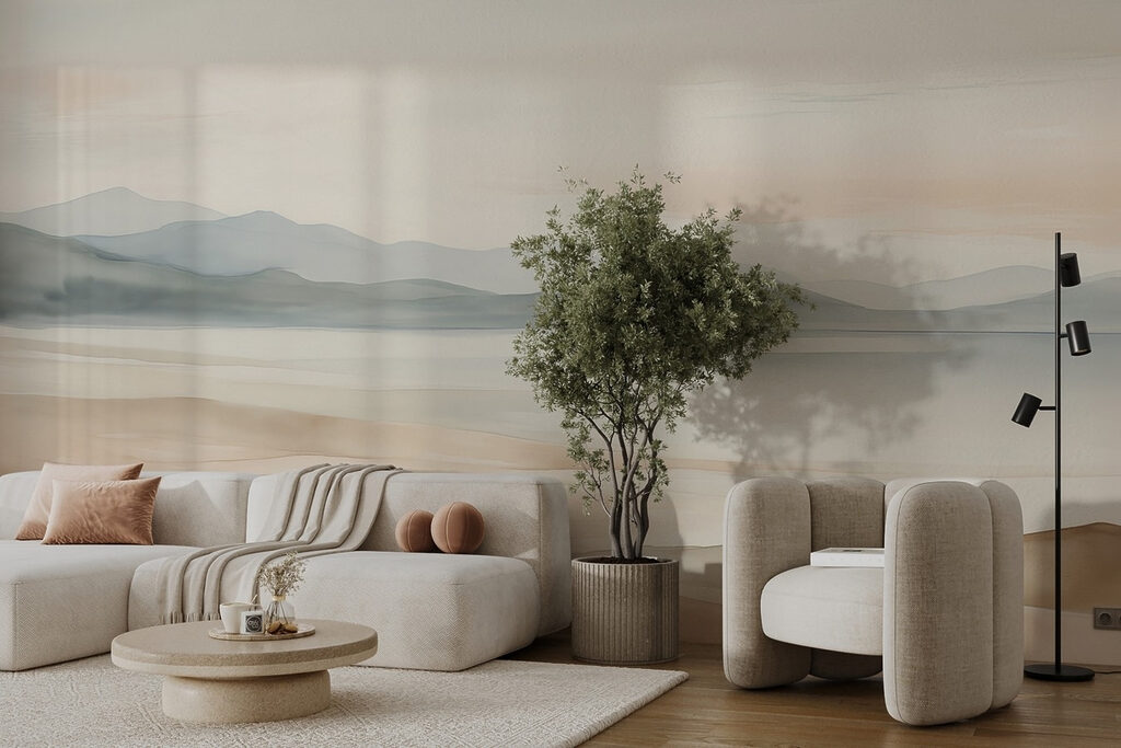 Jezero u šedozelených kopců — interiér 3
