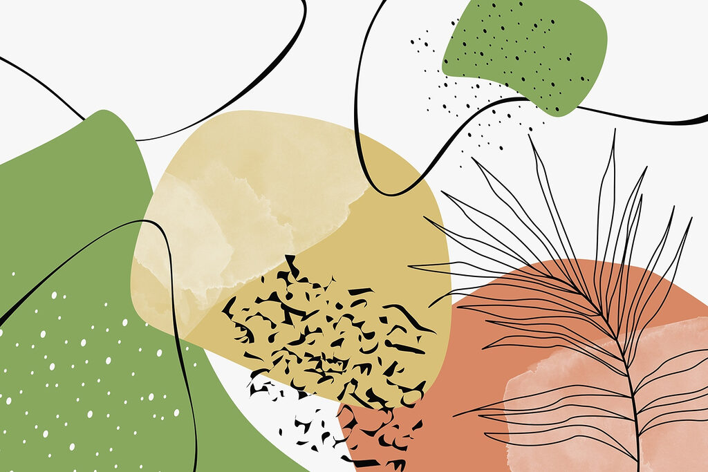Barevná koláž s listy — celý design