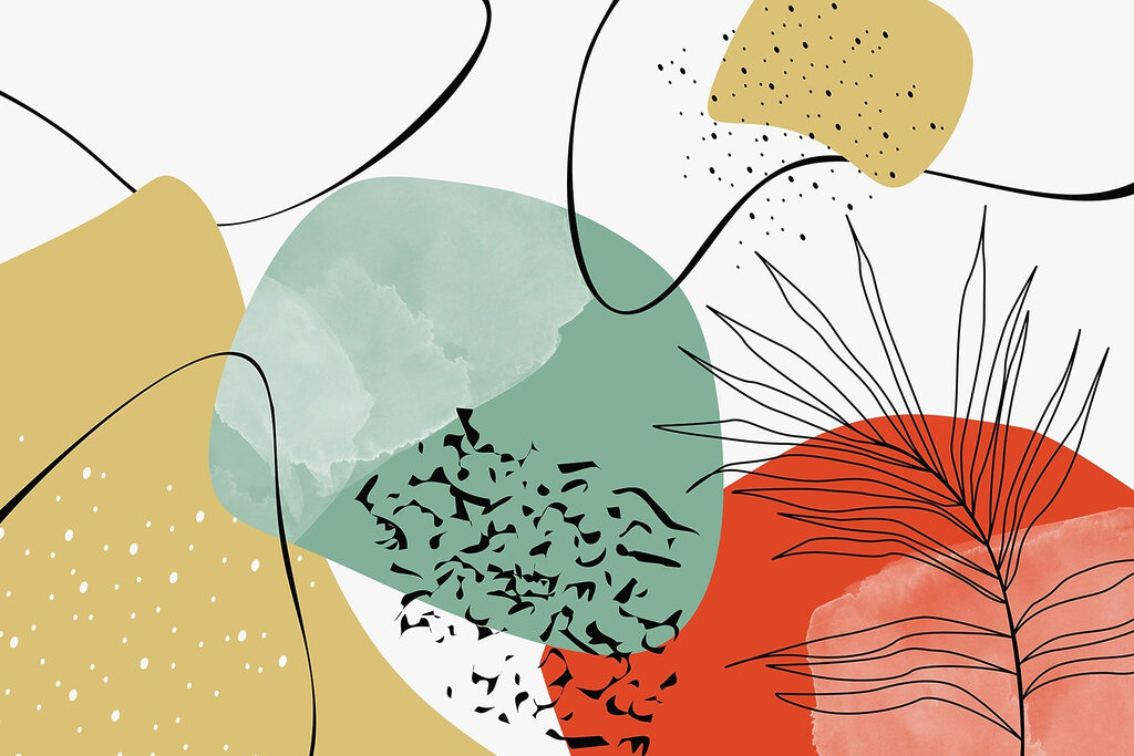 Barevná koláž s listy — celý design