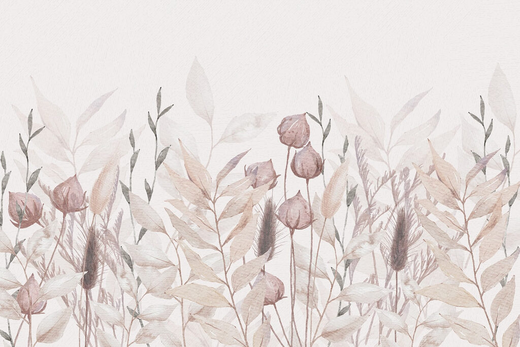 Větve s růžovými poupaty — celý design