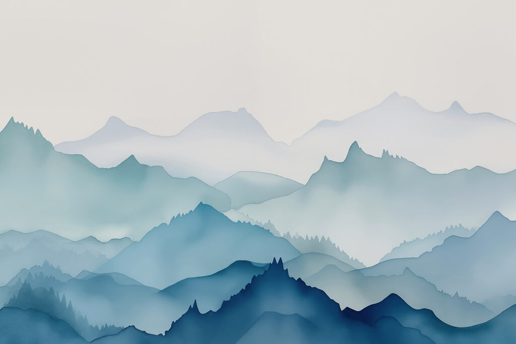 Modré horské hřbety — celý design