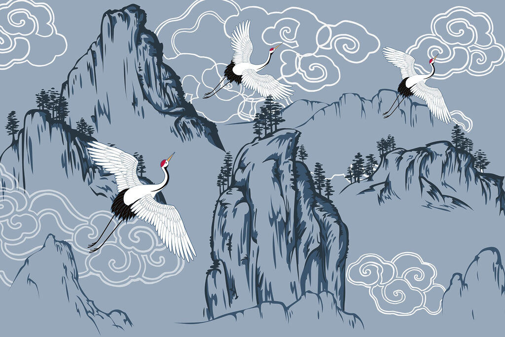 Jeřábi nad horami — celý design