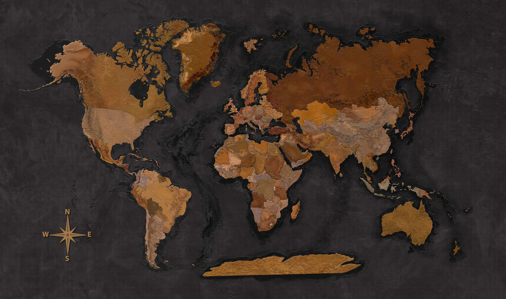 Mapa světa v lesku — celý design